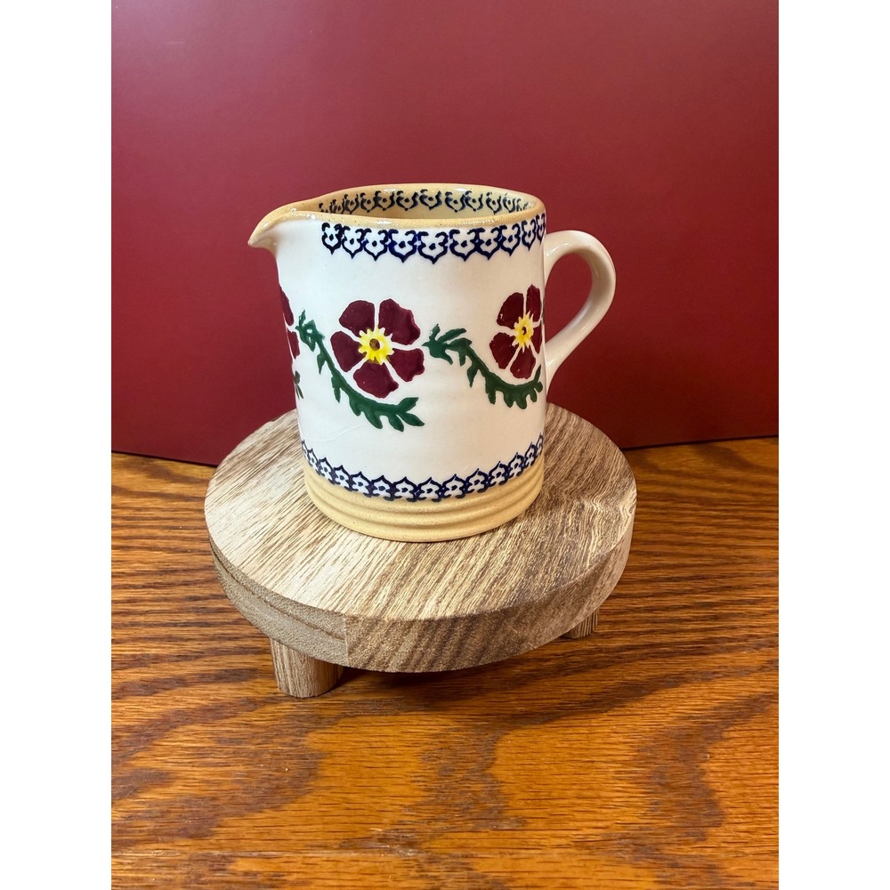Vintage Nicholas Mosse Pottery Hand Painted Floral Ceramic Creamer Pitcher